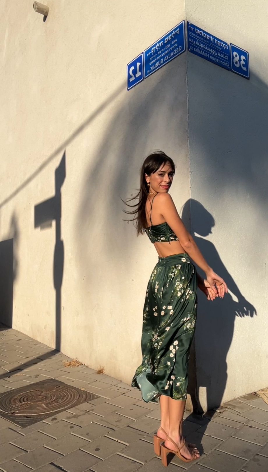 Reformation Carrie Silk Two Piece Green