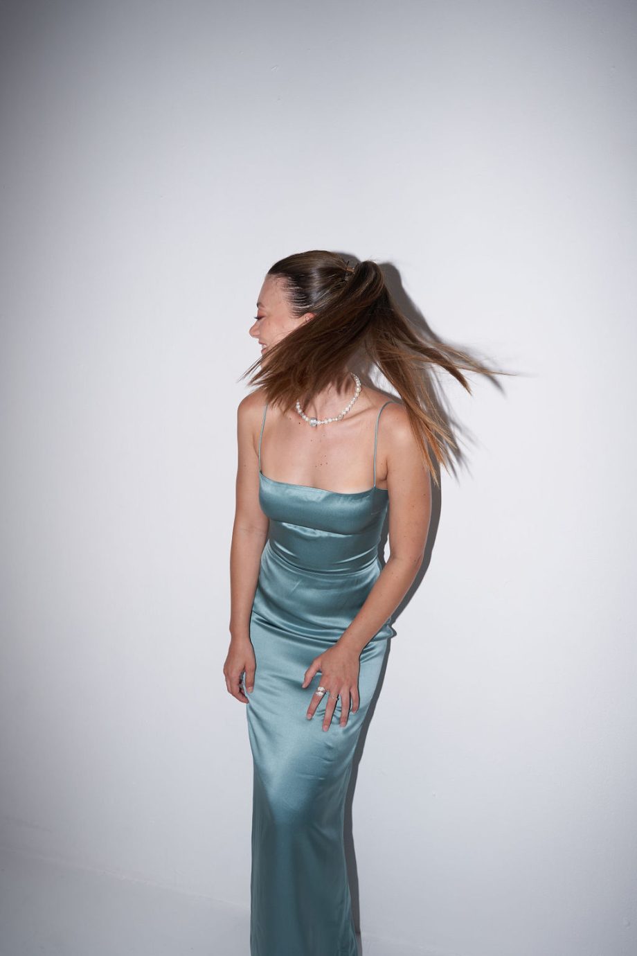 Reformation Frankie Silk Dress Light Blue